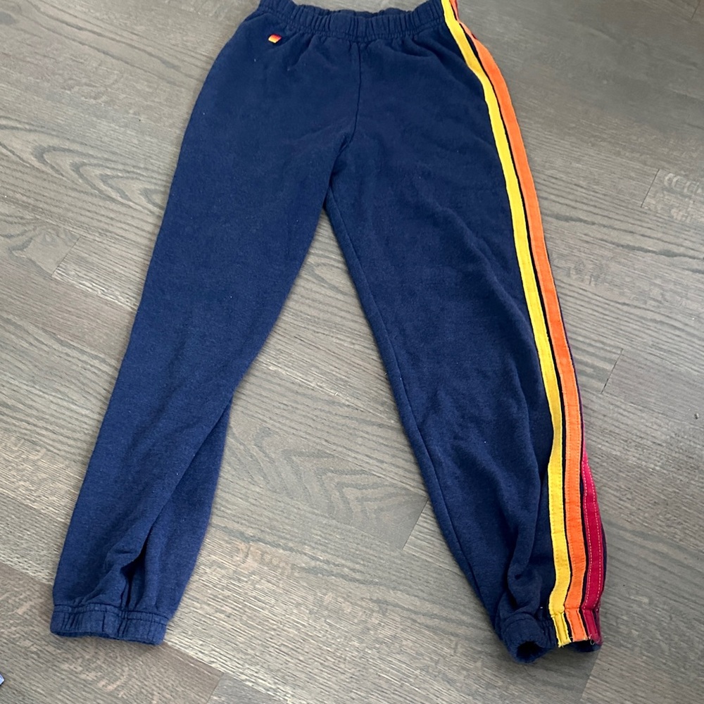 Aviator Nation Kids' Blue Joggers with Multicolor Stripe